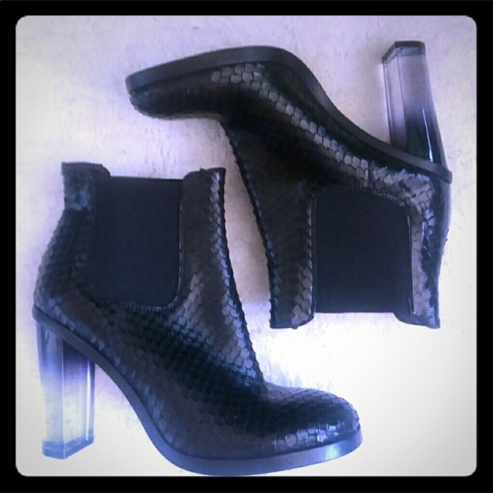 AGL Laser Textured Chelsea Bootie w/Lucite Heel - Picture 6 of 6